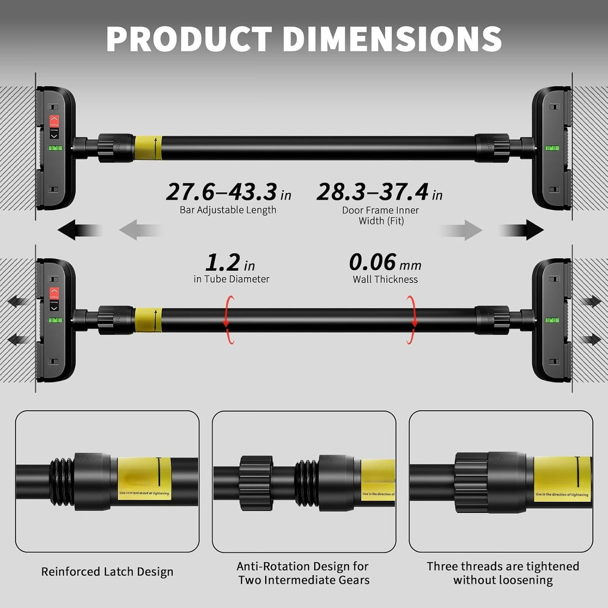 Screw Pull‑Up Bar, 440lbs Capacity