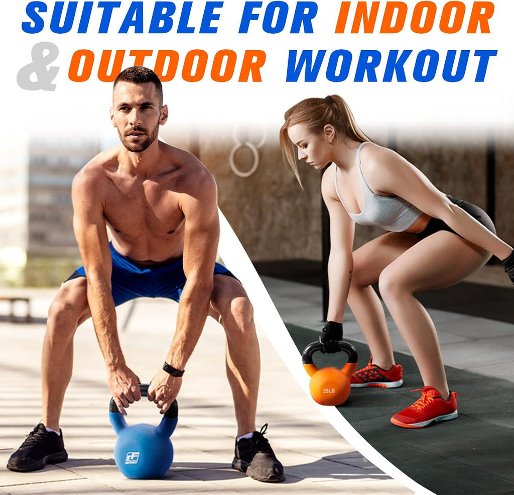 Coated Solid Cast Iron Kettlebell Set