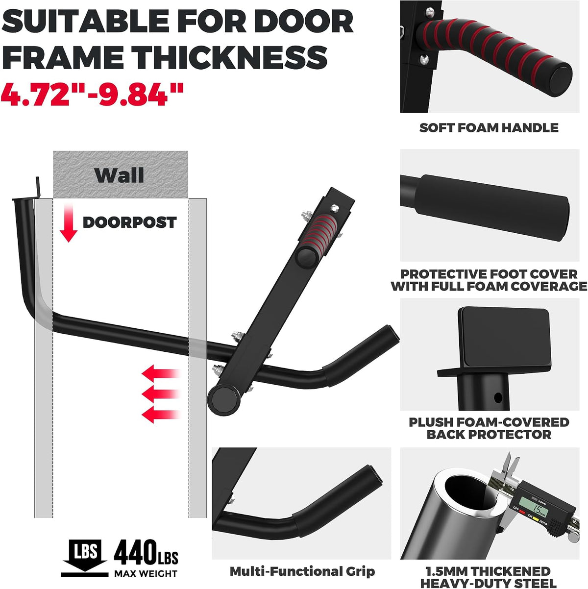 Multi‑Grip Doorway Pull‑Up Bar