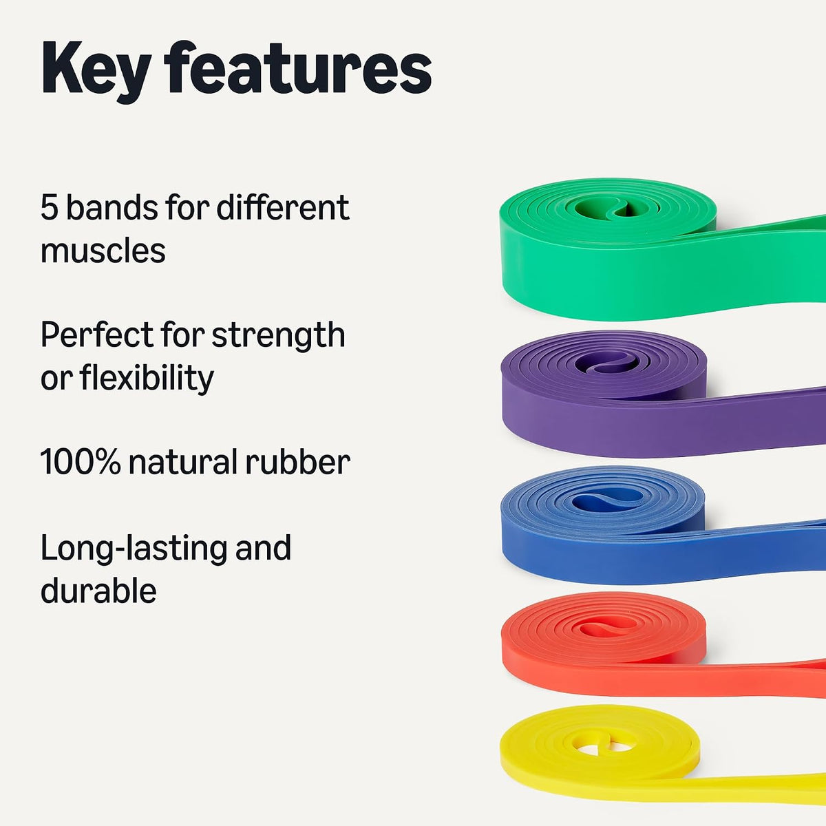 5‑Pack Multi‑Level Exercise Resistance Bands