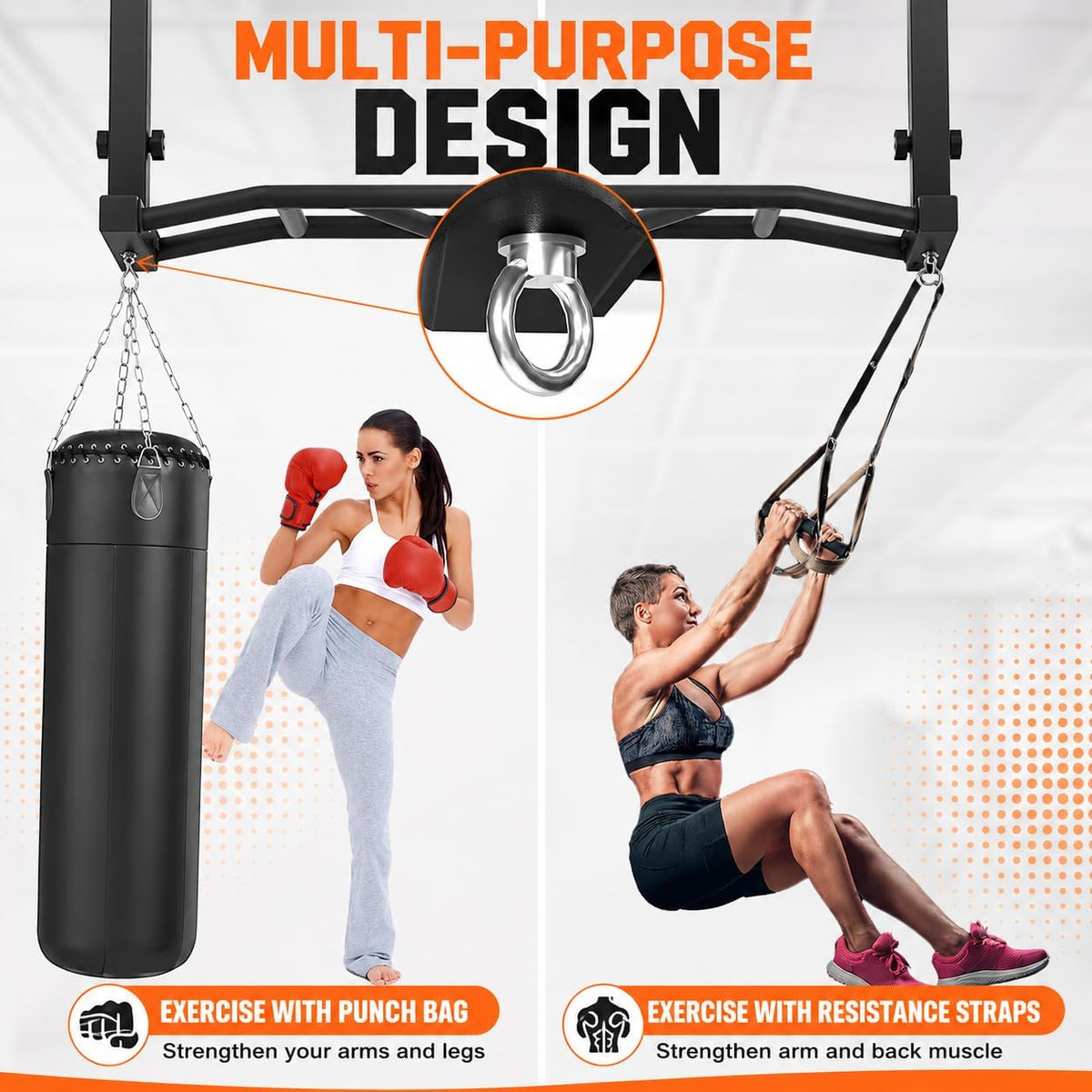 48" 600LBS Adjustable Ceiling‑Mount Pull‑Up Bar