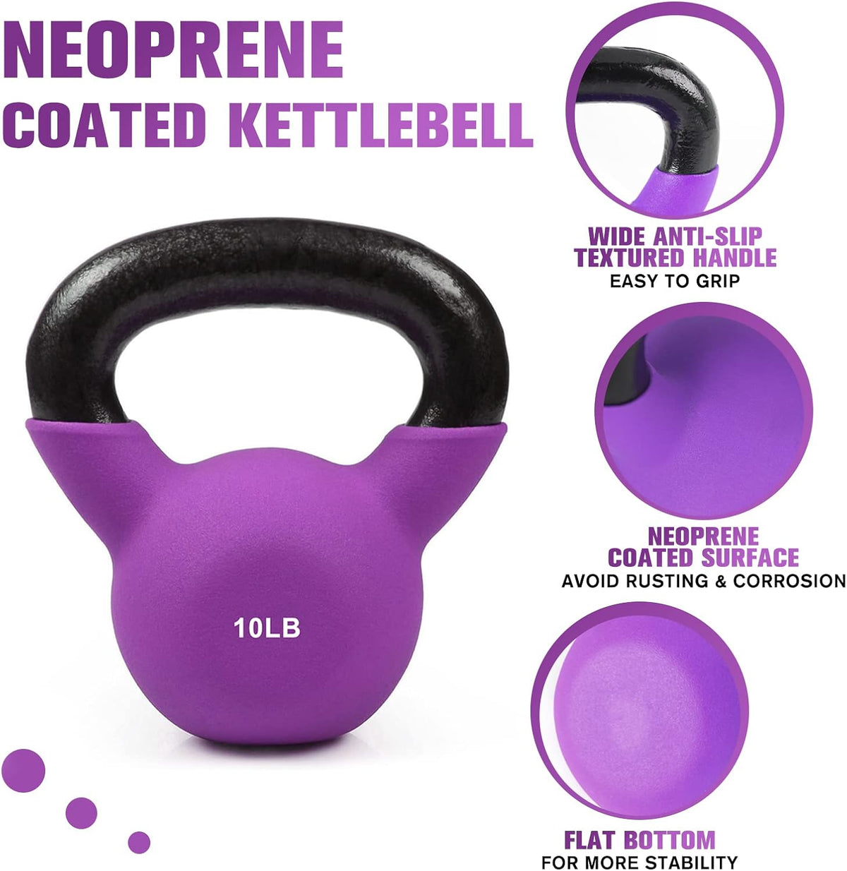 Coated Solid Cast Iron Kettlebell Set