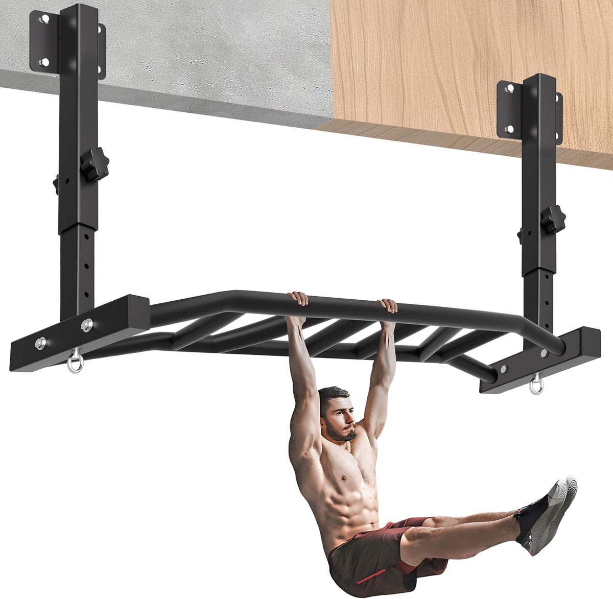 48" 600LBS Adjustable Ceiling‑Mount Pull‑Up Bar