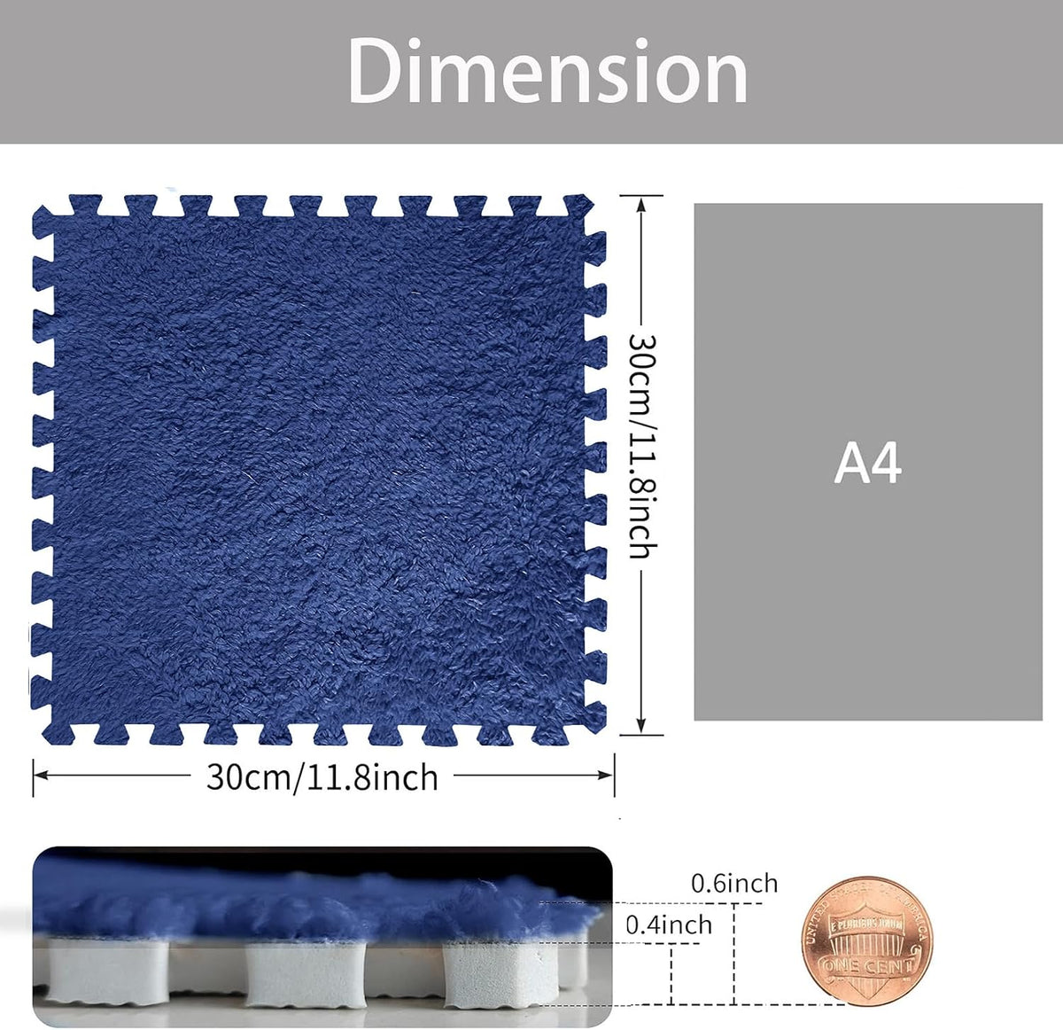16‑Pack 0.6" Thick Fluffy Interlocking EVA Carpet Tiles