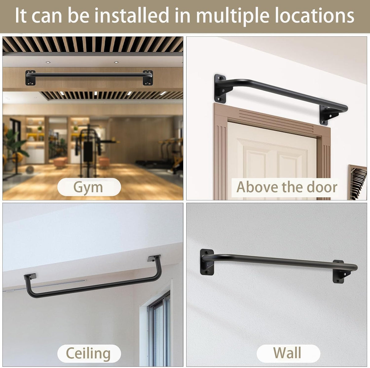 Wall‑Mount 440LBS Steel Multi‑Grip Pull‑Up Bar