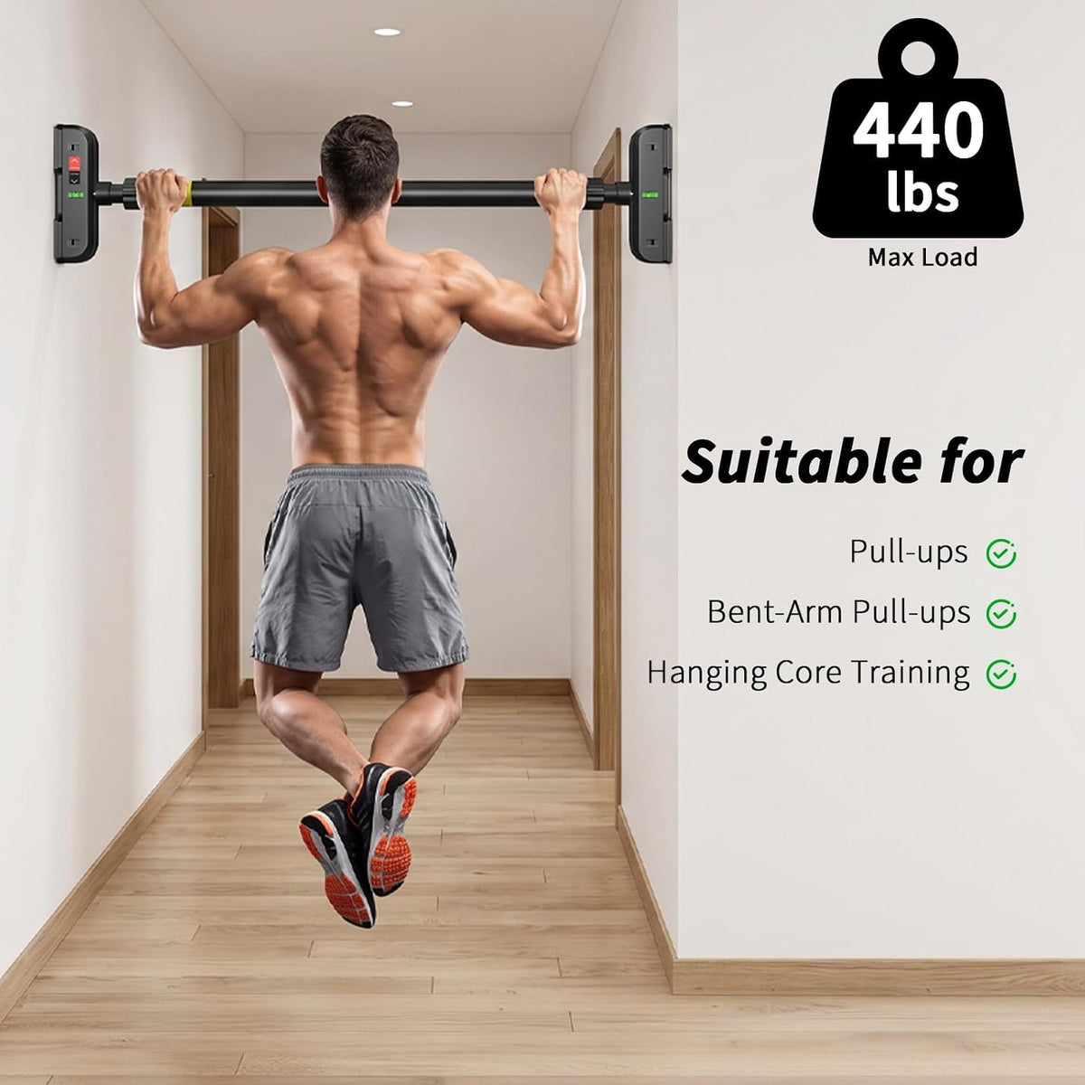 Screw Pull‑Up Bar, 440lbs Capacity