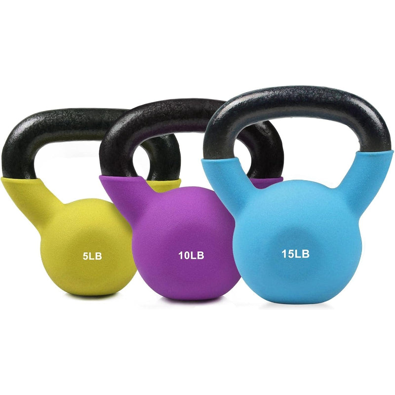 Coated Solid Cast Iron Kettlebell Set