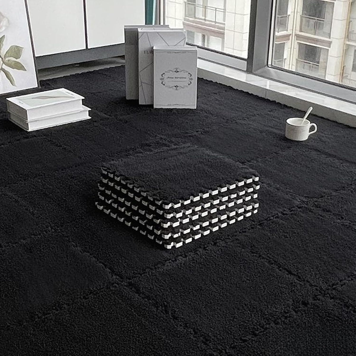 12‑Pack Interlocking Fluffy EVA Foam Carpet Floor Tiles