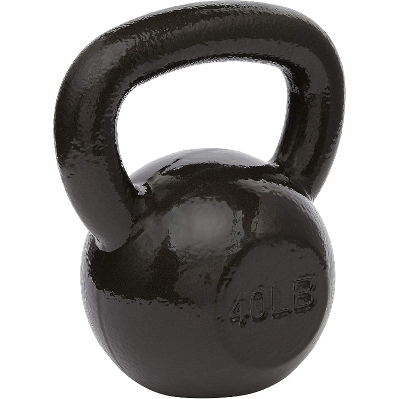Black Textured Wide‑Handle Cast Iron Kettlebell