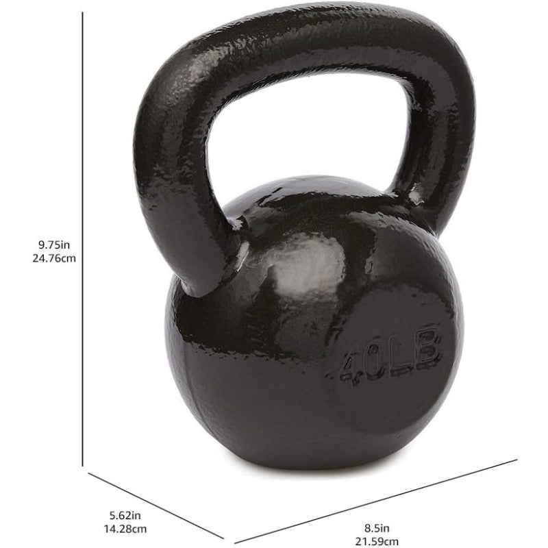 Black Textured Wide‑Handle Cast Iron Kettlebell