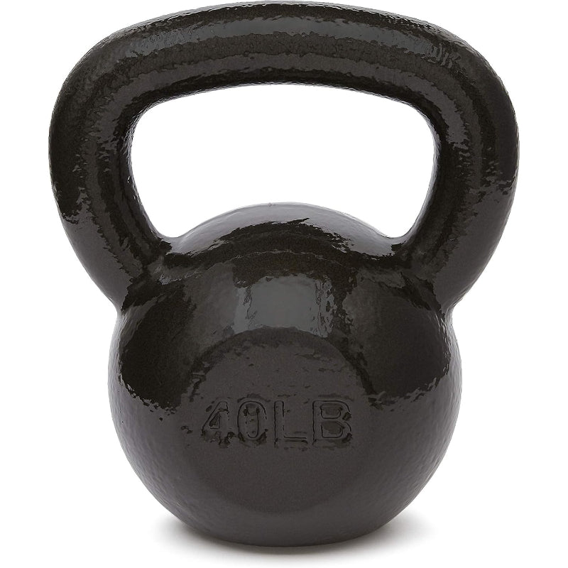 Black Textured Wide‑Handle Cast Iron Kettlebell