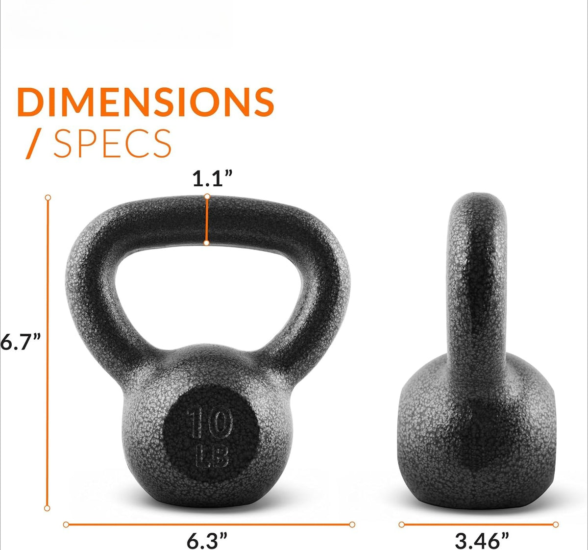 80‑Lbs Black Cast Iron Kettlebell Set