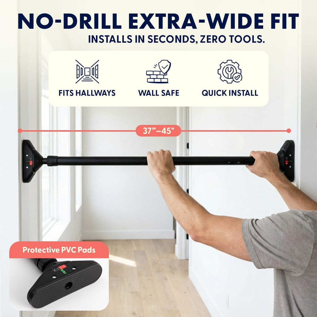 No‑Drill Doorway Adjustable Pull‑Up Bar