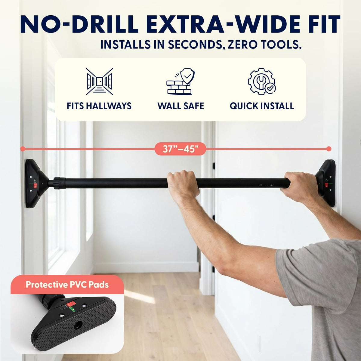 No‑Drill Doorway Adjustable Pull‑Up Bar